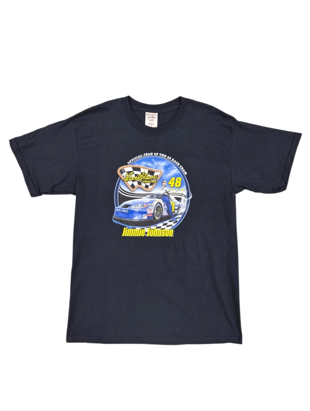 Levi Strauss Jimmie Johnson 48 Team T-shirt men's large black 100% cotton NASCAR